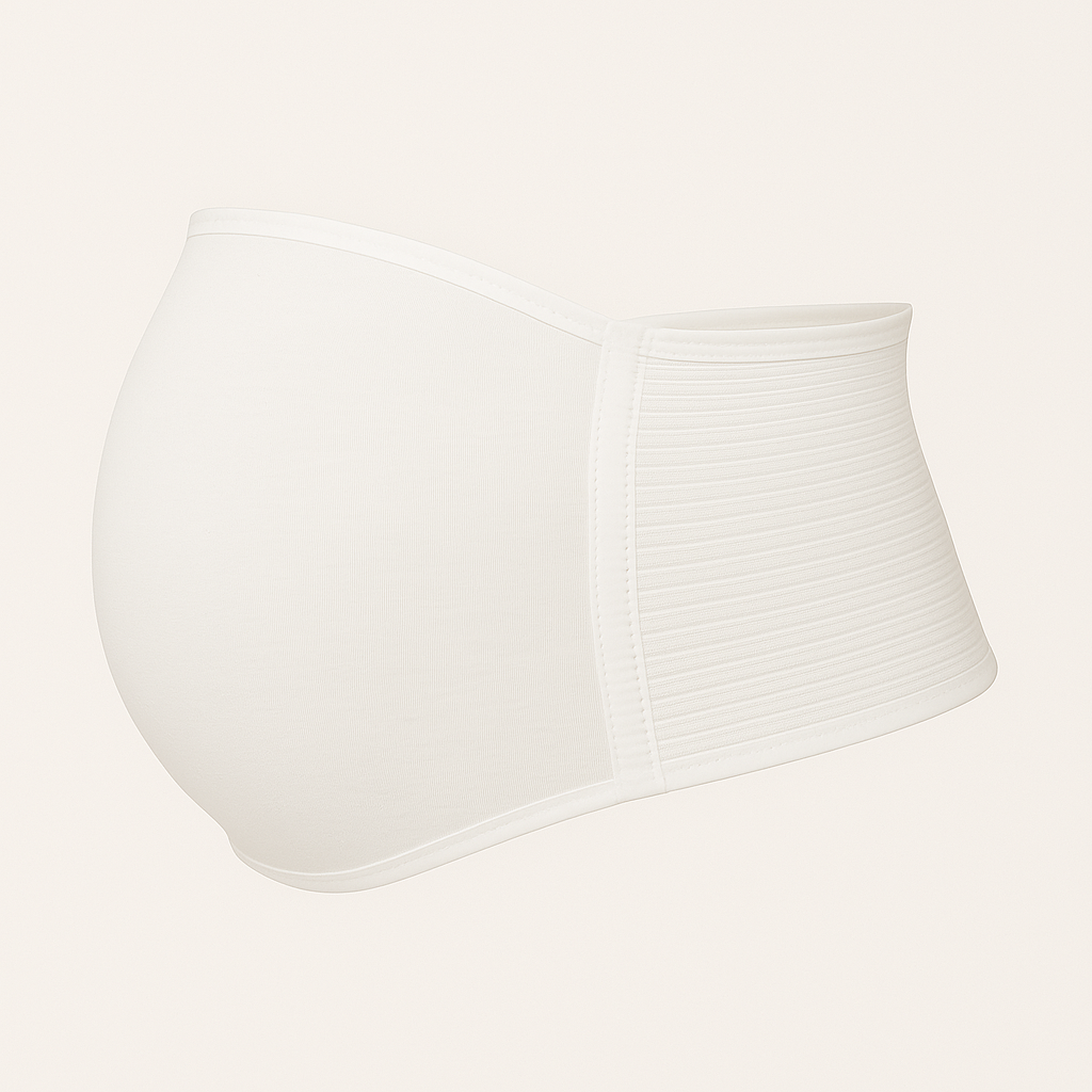 White high-waisted bikini bottom on a light gray background