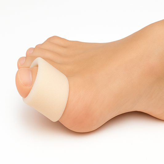 Foot with a bunion corrector on a white background