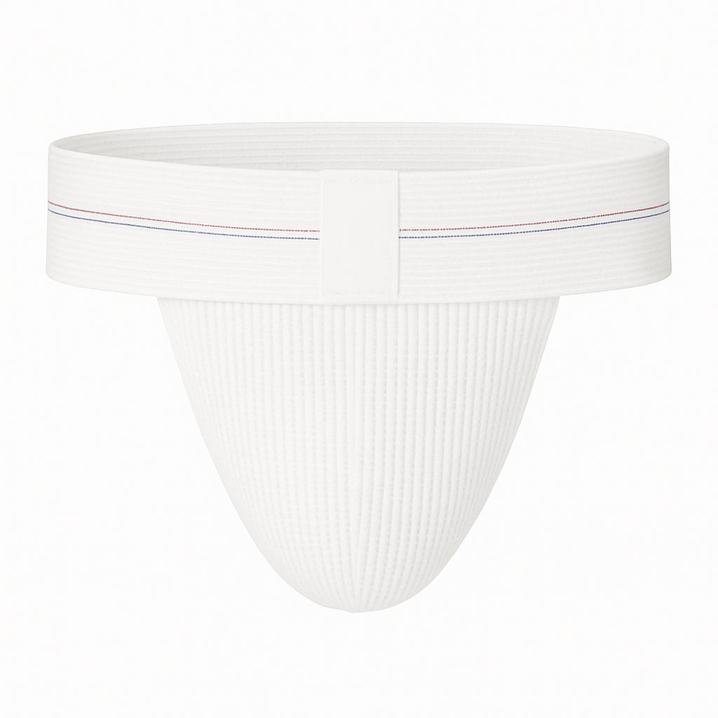 White underwear with a ribbed texture on a white background