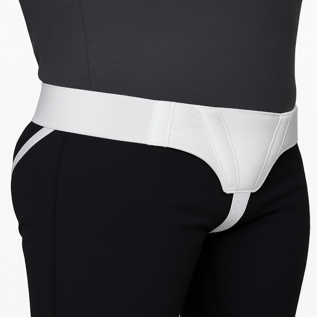 White underwear with black pants on a white background