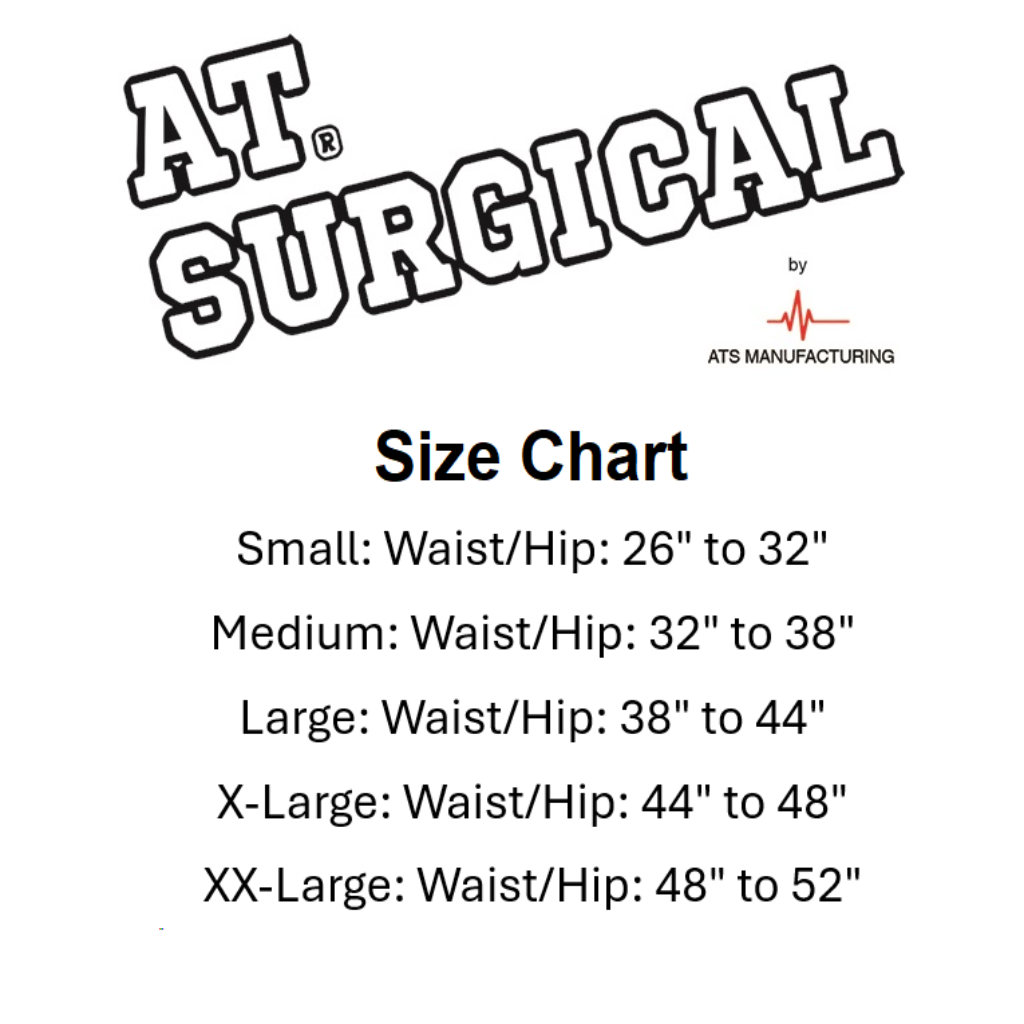Size chart for ATS Surgical products on a white background