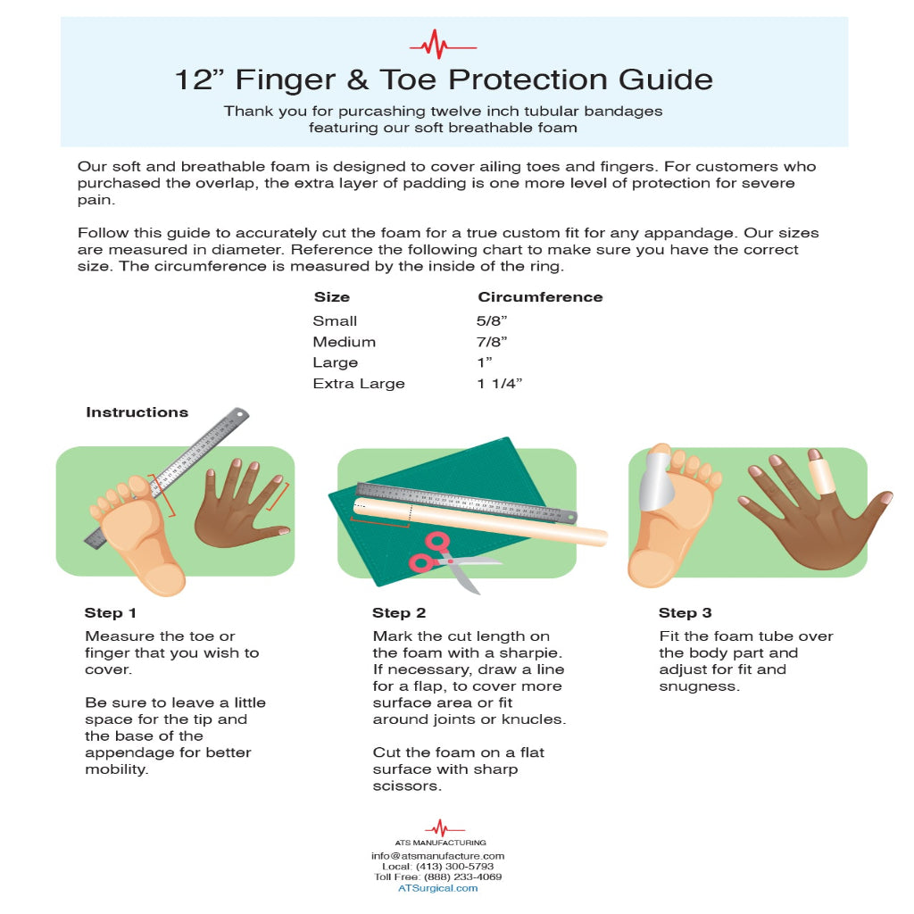 Instructions about finger and toe protection is given with plaster sizes.
